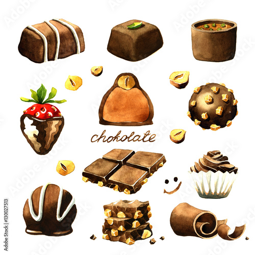 Chocolate watercolor clipart