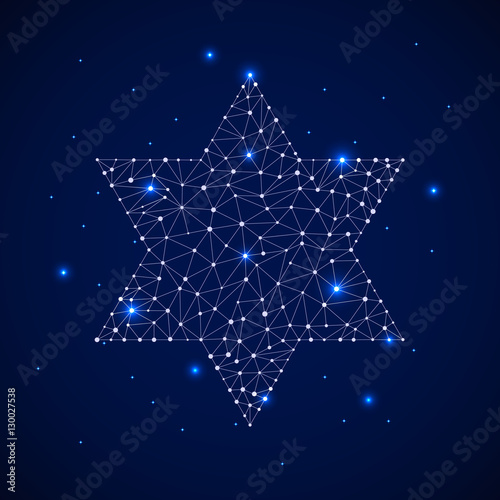 Constellation - Jewish star. Star background with Jewish star. Celestial map with the constellation in the form of Jewish Star.