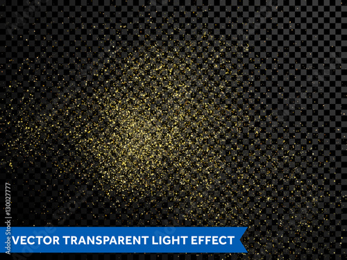 Shimmering gold dust spray, golden confetti glitter particles,