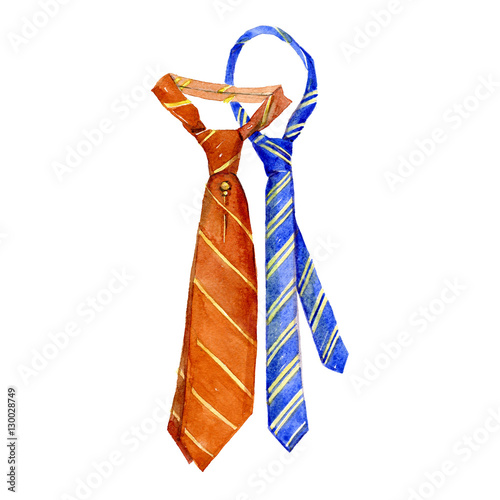 Watercolor striped tie isolated on a white background illustration. photo