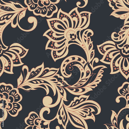 seamless pattern with folkloric flowers