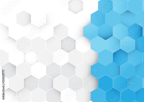 Abstract blue and white hexagons background