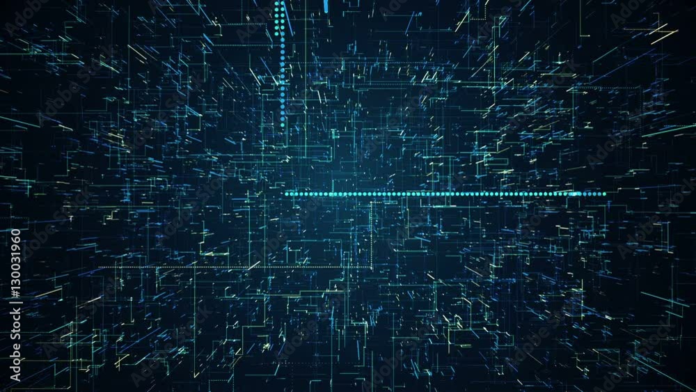 Dotted lines of particles make corners, blue seamless loop