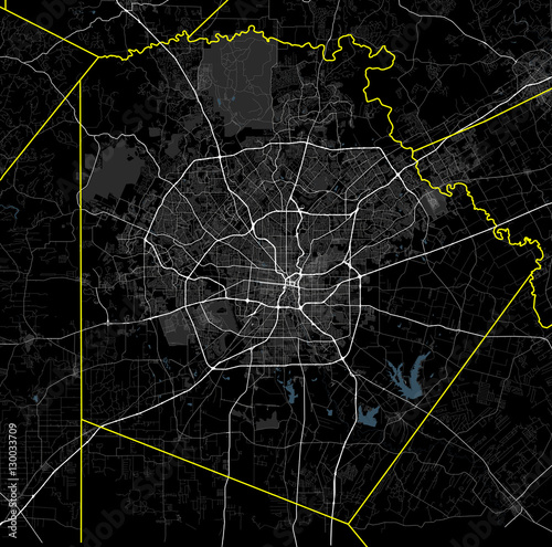 Black and white map of San Antonio city. Texas Roads