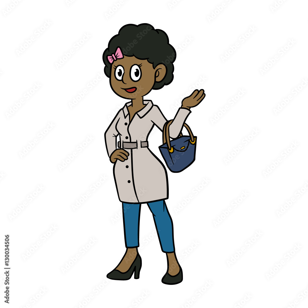 Cartoon Female With Bag Vector Illustration Cartoon Female With Bag Vector Illustration