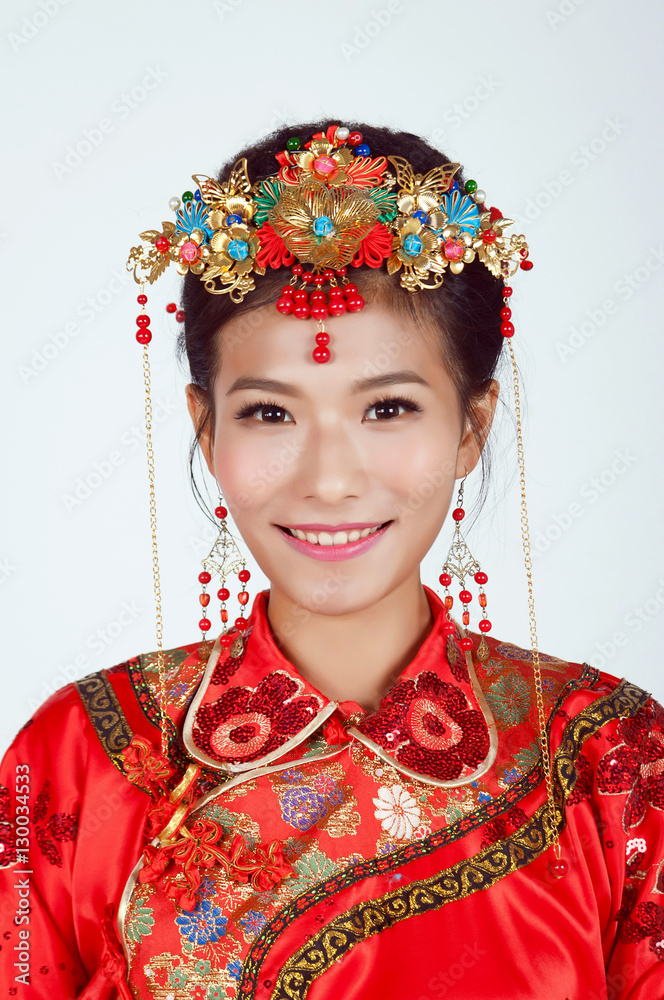 Chinese Bride looking at Camera Chinese Bride looking at Camera