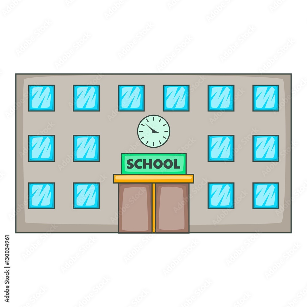 School icon. Cartoon illustration of school vector icon for web