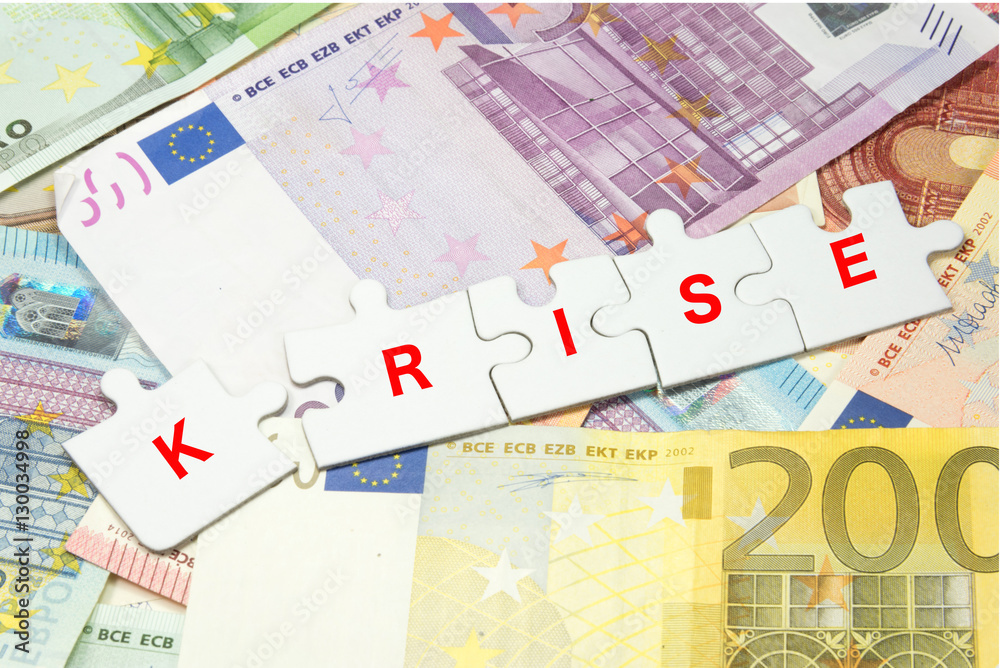 Krise und viele Euro Geldscheine
