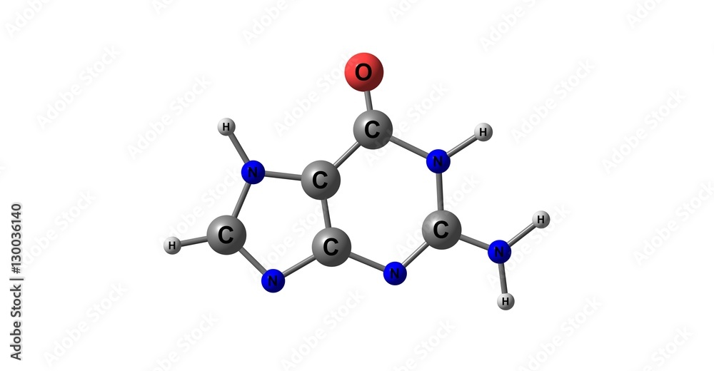 Guanine molecular structure isolated on white Guanine molecular structure isolated on white