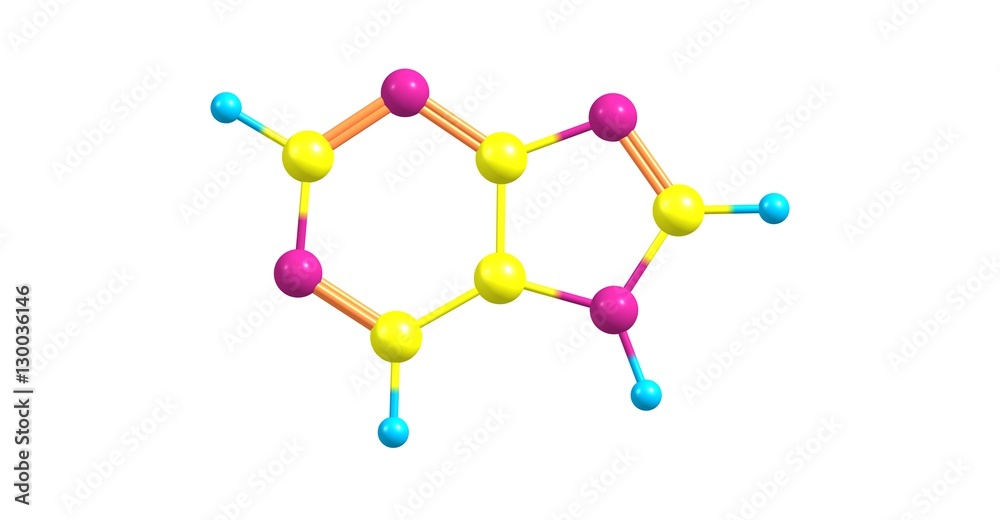 Purine molecular structure isolated on white