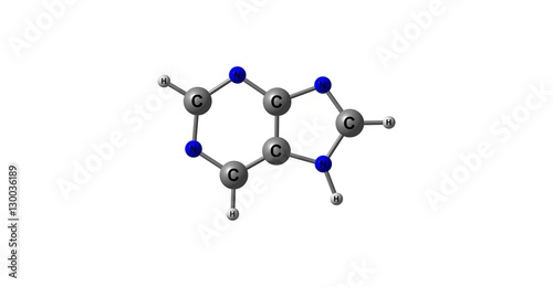 Bilde på lerret Purine molecular structure isolated on white