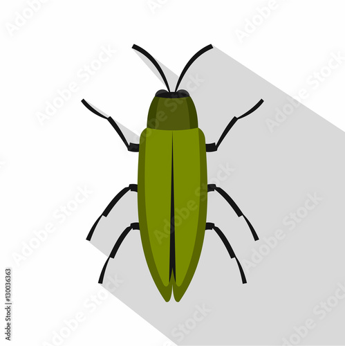 Green beetle icon. Flat illustration of green beetle vector icon for web