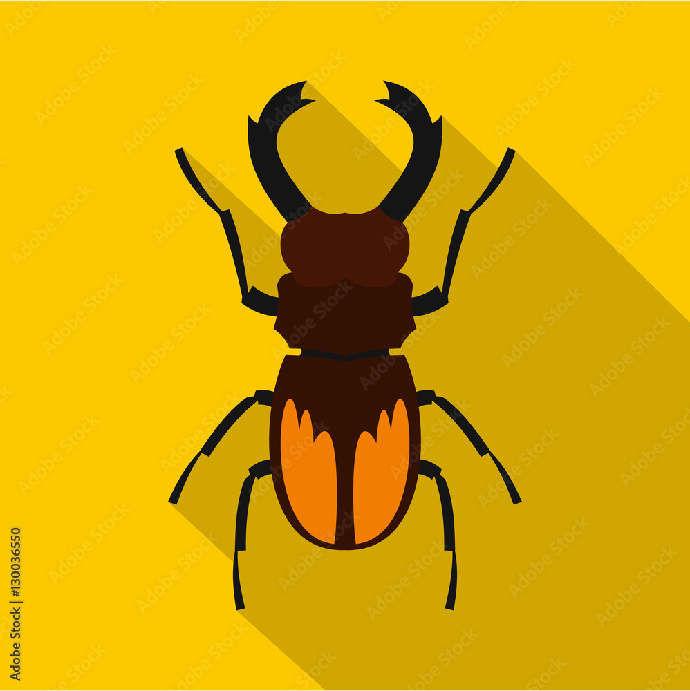 Stag beetle icon. Flat illustration of stag beetle vector icon for web ...
