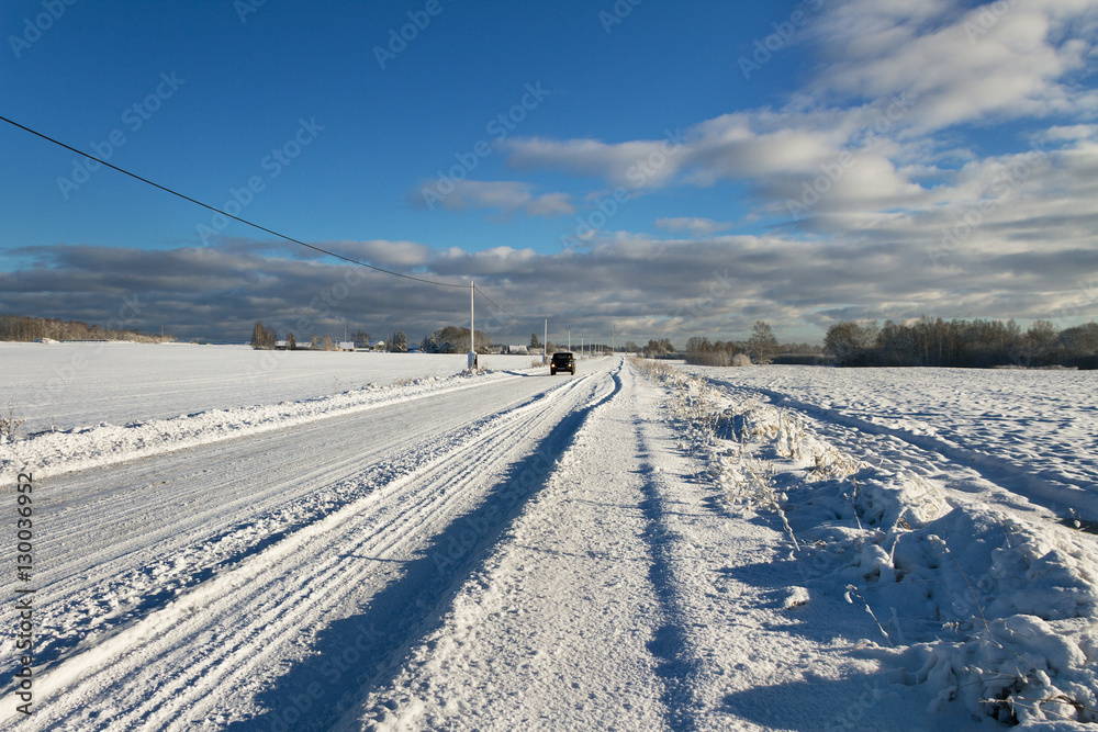 Countryside road in a winter.