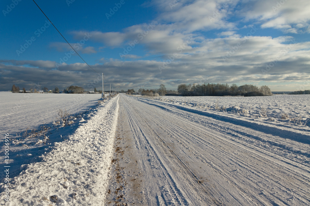 Countryside road in a winter.