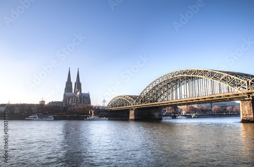 View over Cologne in Germany with the famous bridge over the Rhine river   © waldorf27