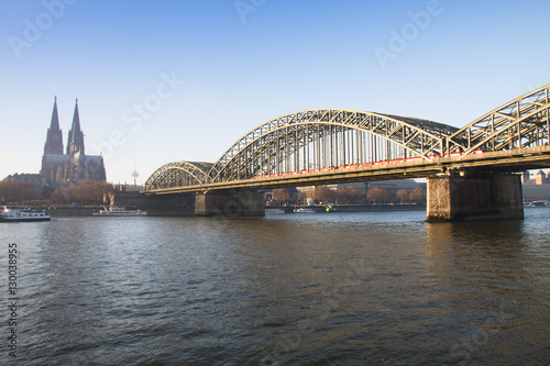 View over Cologne in Germany with the famous bridge over the Rhine river   © waldorf27
