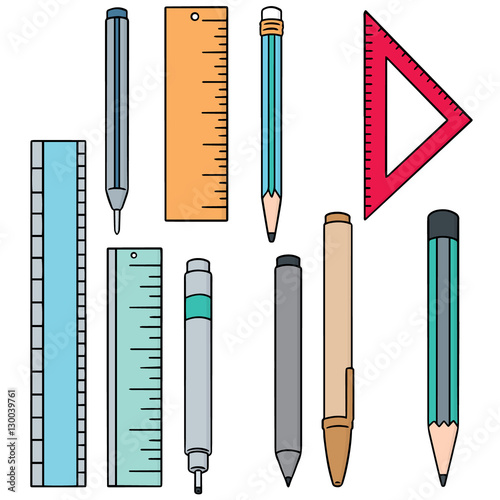 vector set of pen  pencil and ruler