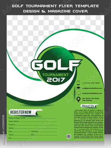 Golf Tournament Flyer Template Design & Magazine Cover