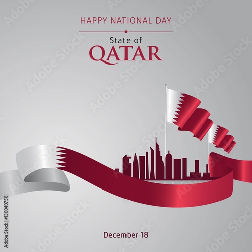 Qatar national day, Qatar independence day celebration december 18 th. Vector illustration flag state of the Qatar