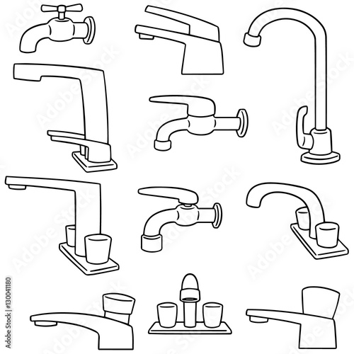 vector set of faucet