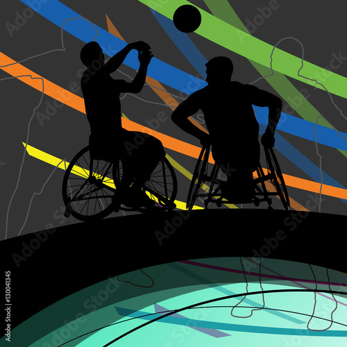 Disabled men basketball players in a wheelchair detailed sport c