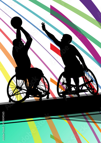 Disabled men basketball players in a wheelchair detailed sport c