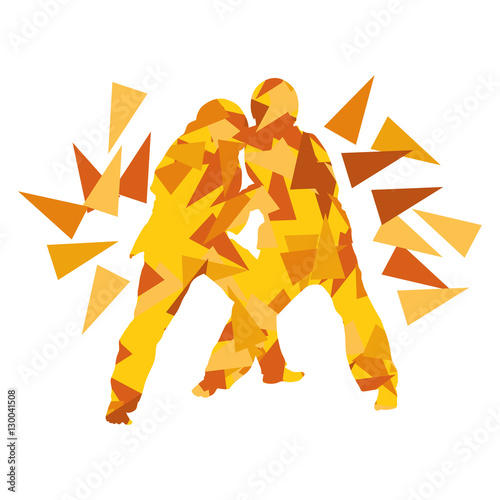 Judo kid vector martial art child fight abstract illustration co