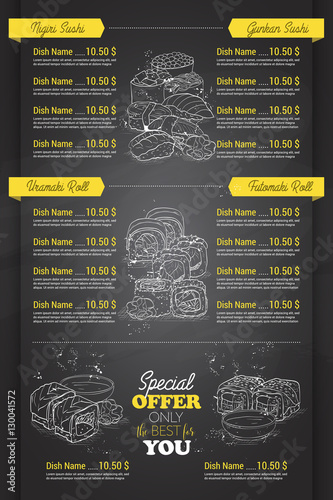 Restaurant vertical color sushi menu
