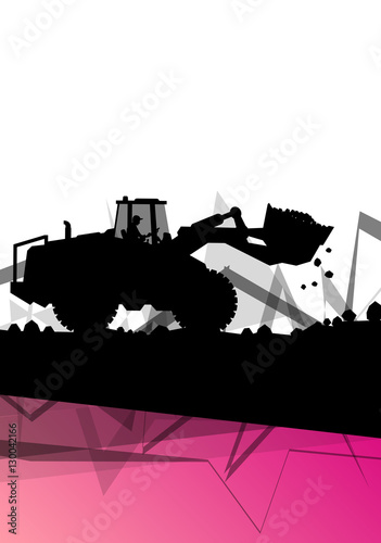 Digger excavator machinery digging action in construction site a
