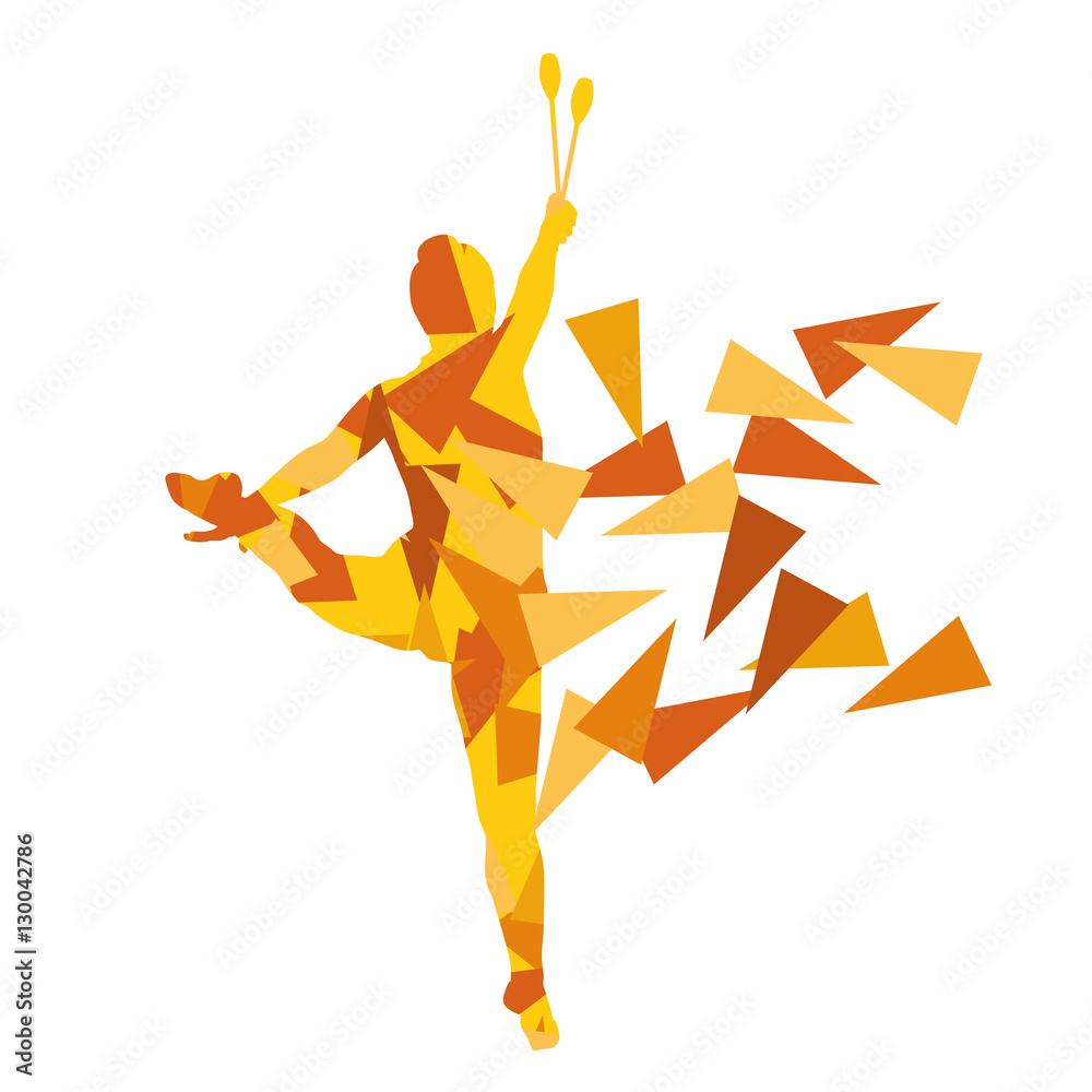 Rhythmic gymnastics woman performance with clubs vector abstract Stock