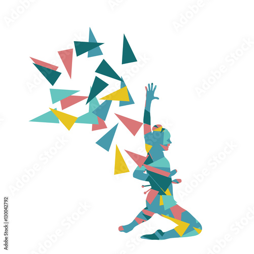 Rhythmic gymnastics woman performance with clubs vector abstract