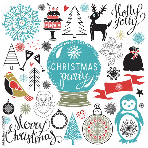 Christmas Holiday icons  labels  stickers