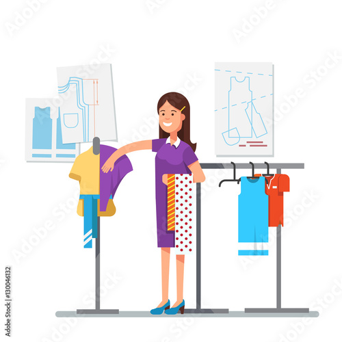 Fashion clothes designer working on dress project