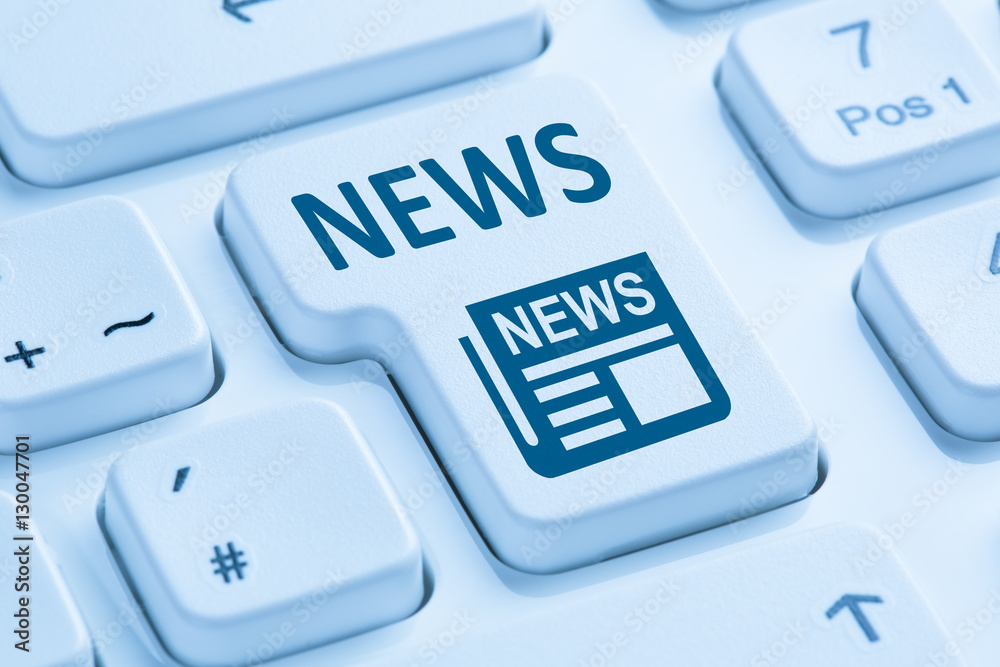 Online Zeitung Nachrichten News Computer Tastatur blau Online Zeitung Nachrichten News Computer Tastatur blau