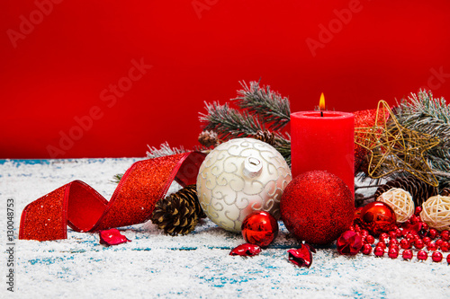Christmas decoration on wood background