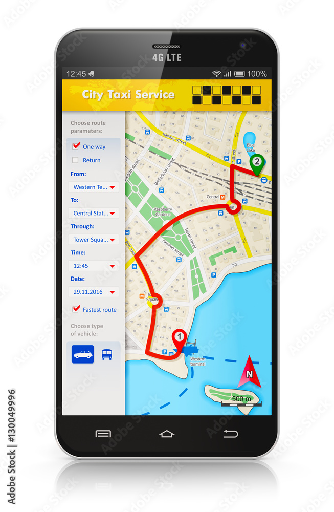 Smartphone with taxi service internet application Smartphone with taxi service internet application