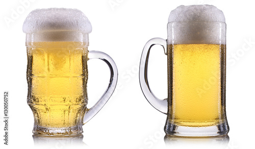 Frosty glass of beer isolated on a white background.