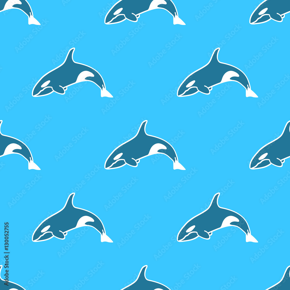 Naklejka premium grampus Killer whale seamless pattern animal background