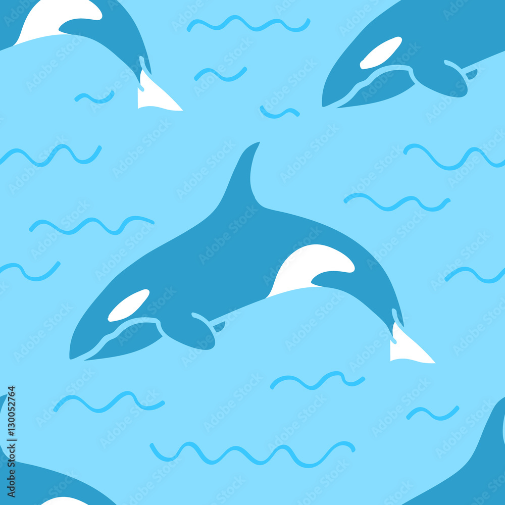 Obraz premium grampus Killer whale seamless pattern animal background