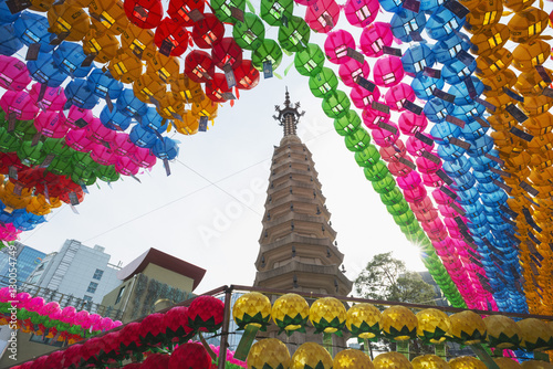 Lantern decorations for Festival of Lights, Jogyesa Buddhist Temple, Seoul, South Korea photo