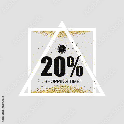 Bright shiny banner with super discounts for shopping and gifts for the holidays. Sablon with a gold glitter effect.Vector