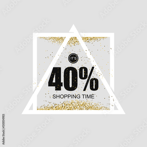 Bright shiny banner with super discounts for shopping and gifts for the holidays. Sablon with a gold glitter effect.Vector