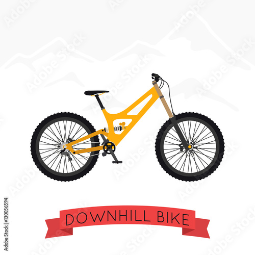 Vector illustration of bike for downhill (DH) in flat style.