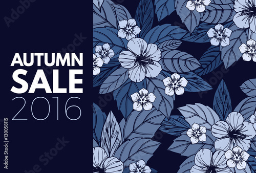 Indigo autumn floral design...