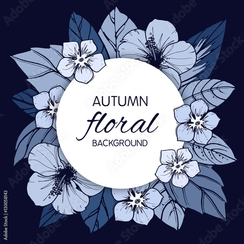Indigo autumn floral design...