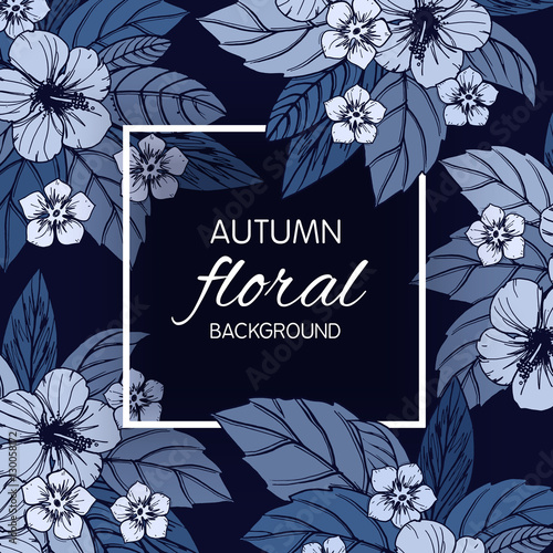 Indigo autumn floral design...