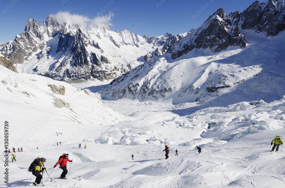 Vallee Blanche off piste ski area, Chamonix, Haute-Savoie, French Alps, France Vallee Blanche off piste ski area, Chamonix, Haute-Savoie, French Alps, France