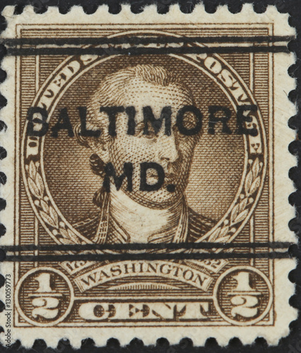 Brown postage stamp of President Washington of 1932