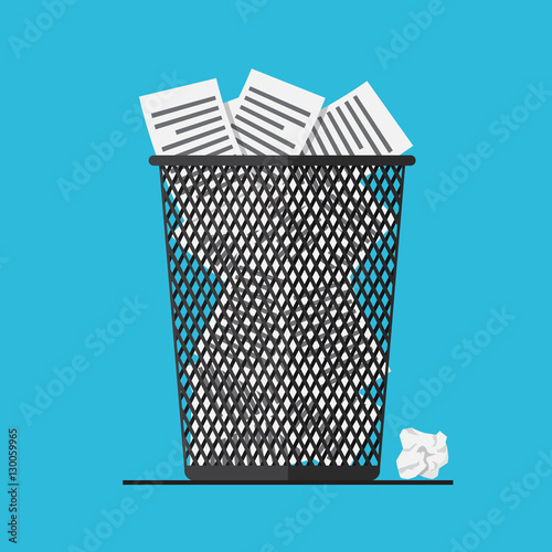 Paper in the trash can.